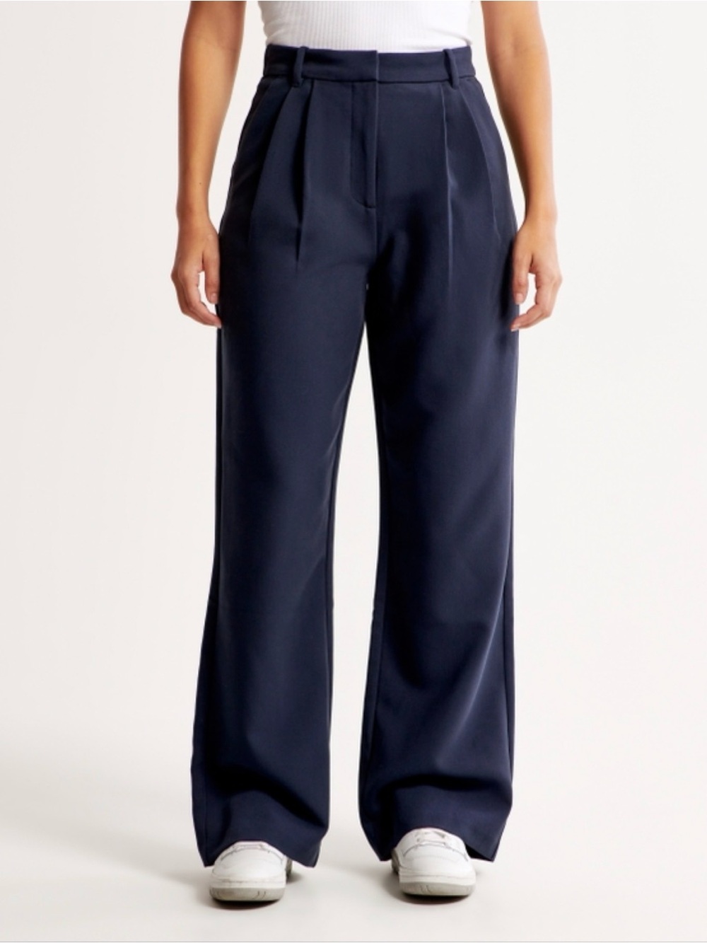 Abercrombie & Fitch Navy Sloane Tailored Wide Leg Pants